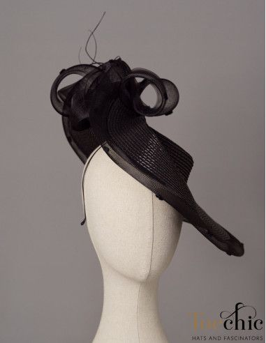 Black Kentucky derby Saucer hat for woman - Wedding hats for women - 9