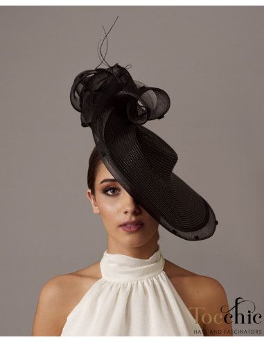 Black Kentucky derby Saucer hat for woman - Wedding hats for women - 3