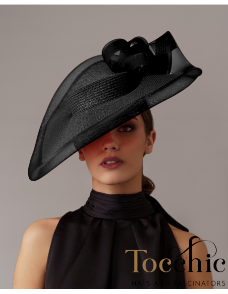Elegante Sombrero de boda negro madrina de boda - Pamelas y Tocados para madrinas - 2 Elegante Sombrero de boda negro madrina de boda - Pamelas y Tocados para madrinas - 2