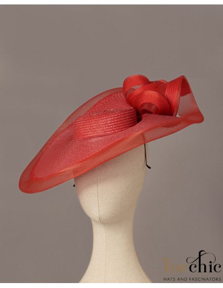 Elegant Red Kentucky derby hat for woman - Wedding hats for women - 3 Elegant Red Kentucky derby hat for woman - Wedding hats for women - 3