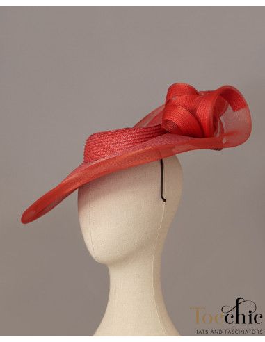 Elegant Red Kentucky derby hat for woman - Wedding hats for women - 6