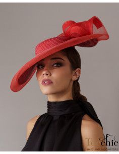 Elegant Red Kentucky derby hat for woman - Wedding hats for women - 1 2