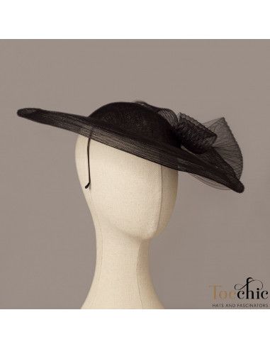 Elegante Pamela negra de boda - Pamelas y Tocados para madrinas - 6