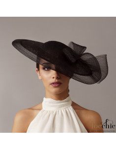 Elegante Pamela negra de boda - Pamelas y Tocados para madrinas - 1 2