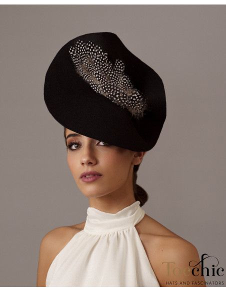 Tocado negro y blanco de boda con plumas - Pamelas y Tocados para madrinas - 2 Tocado negro y blanco de boda con plumas - Pamelas y Tocados para madrinas - 2