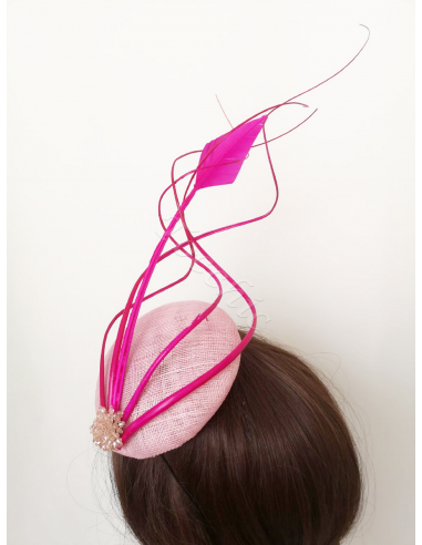 Pink derby fascinator large - Wedding hats for women - 7