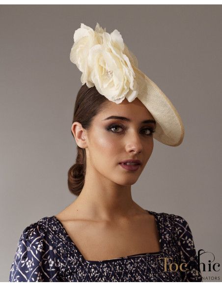 Cream flower hat for woman - Wedding hats for women - 1