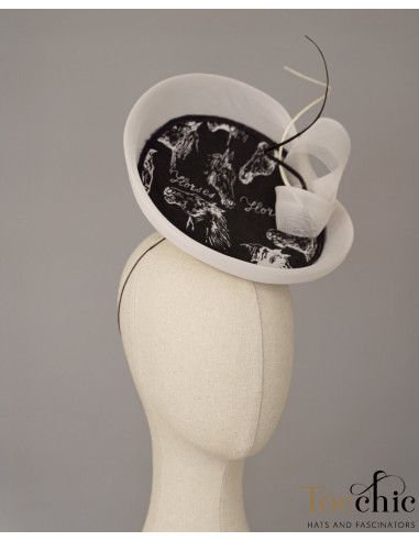 Tocado negro y blanco de caballos - Pamelas y Tocados para madrinas - 6