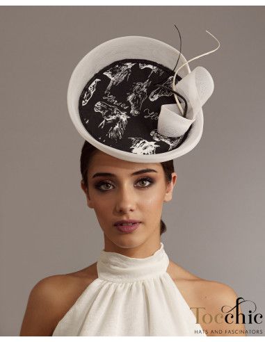 Tocado negro y blanco de caballos - Pamelas y Tocados para madrinas - 2