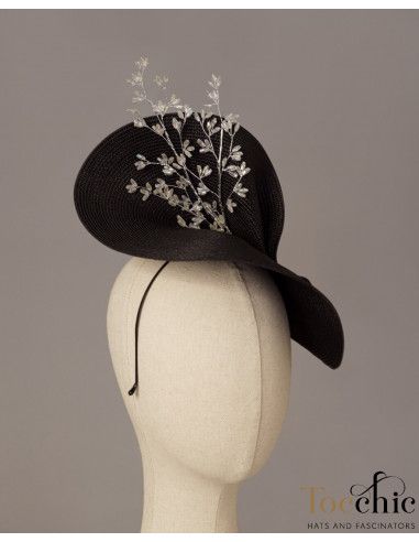 Tocado negro y blanco con piedras - Sombreros y Tocados para bodas de mañana - 4