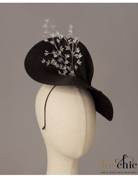 Black and white fascinator with stones - Woman hats for the Horse races - 4