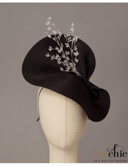 Tocado negro y blanco con piedras - Sombreros y Tocados para bodas de mañana - 3