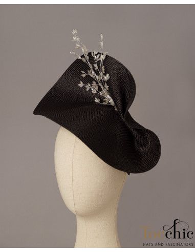 Tocado negro y blanco con piedras - Sombreros y Tocados para bodas de mañana - 5