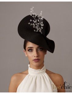Black and white fascinator with stones - Woman hats for the Horse races - 1