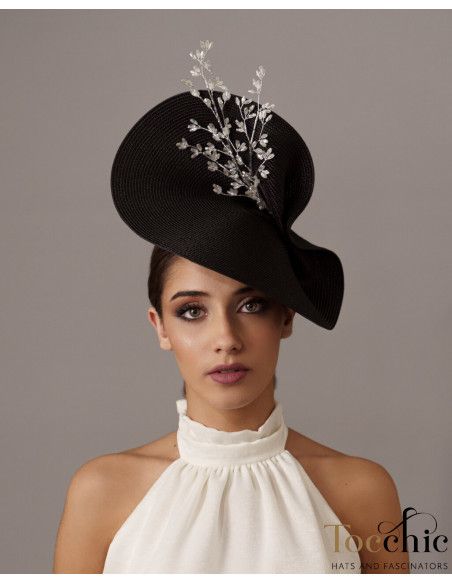 Black and white fascinator with stones - Woman hats for the Horse races - 1