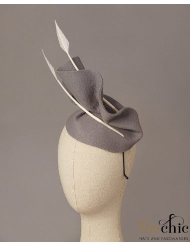 Grey felt fascinator hat for woman - Wedding hats for women - 3