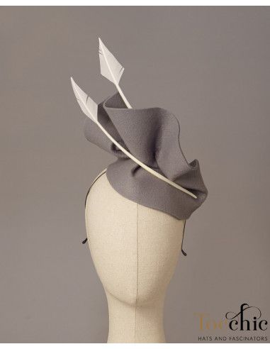 Grey felt fascinator hat for woman - Wedding hats for women - 4