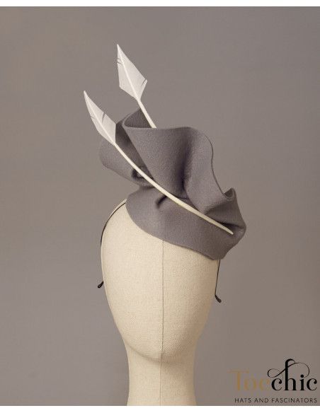 Grey felt fascinator hat for woman - Wedding hats for women - 4