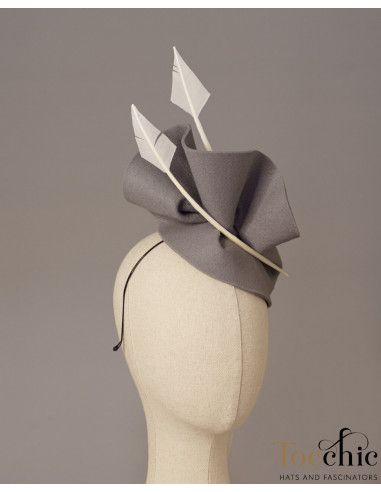 Grey felt fascinator hat for woman - Wedding hats for women - 5