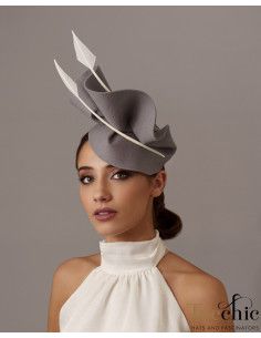 Grey felt fascinator hat for woman - Wedding hats for women - 1 2