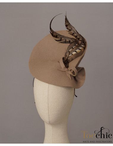 Beige felt fascinator hat - Wedding hats for women - 6
