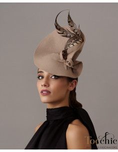 Beige felt fascinator hat - Wedding hats for women - 2 2