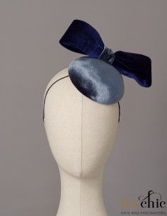 Navy blue and grey velvet hat - Wedding hats for women - 1