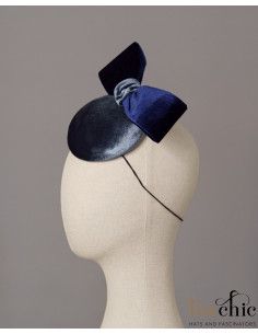 Navy blue and grey velvet hat - Wedding hats for women - 1 2