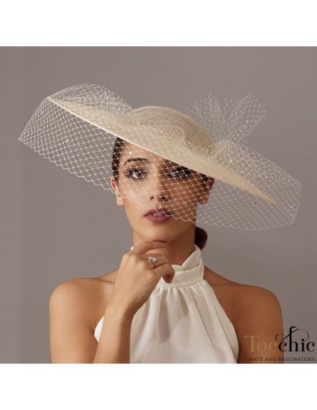 Cream wedding hat with veil - Bridal Hats & Fascinators - 1