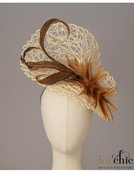Original Cream hat with feathers - Wedding hats for women - 4 Original Cream hat with feathers - Wedding hats for women - 4