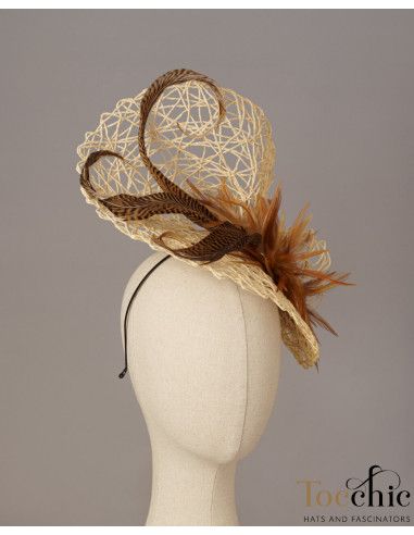 Original Cream hat with feathers - Wedding hats for women - 6