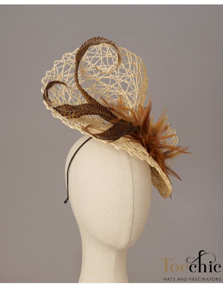 Original Cream hat with feathers - Wedding hats for women - 6 Original Cream hat with feathers - Wedding hats for women - 6