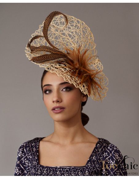 Original Cream hat with feathers - Wedding hats for women - 1