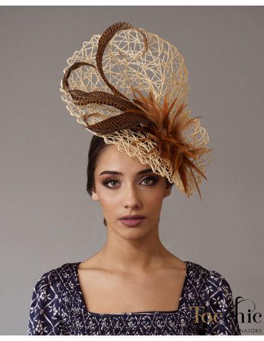 Original Cream hat with feathers - Wedding hats for women - 2