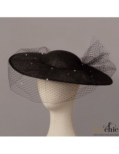 Black veil hat with crystals - Wedding hats for women - 5