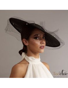Black veil hat with crystals - Wedding hats for women - 1