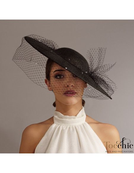 Black veil hat with crystals - Wedding hats for women - 3