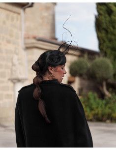 Black fascinator hat - Wedding hats for women - 1 2