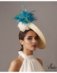 White and turquoise hat - Wedding hats for women - 1