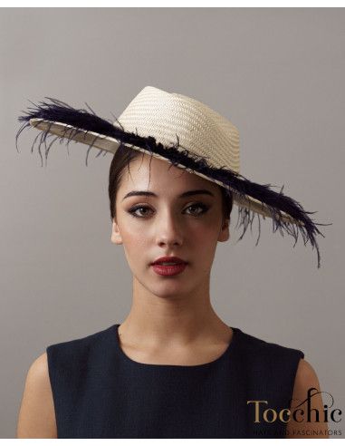 Elegant Woman Kentucky derby hat dark blue - Wedding hats for women - 3