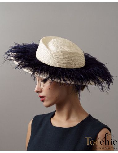 Elegant Woman Kentucky derby hat dark blue - Wedding hats for women - 4