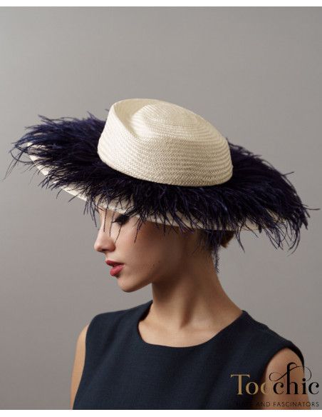 Elegant Woman Kentucky derby hat dark blue - Wedding hats for women - 4
