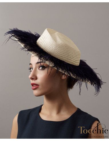 Elegant Woman Kentucky derby hat dark blue - Wedding hats for women - 5