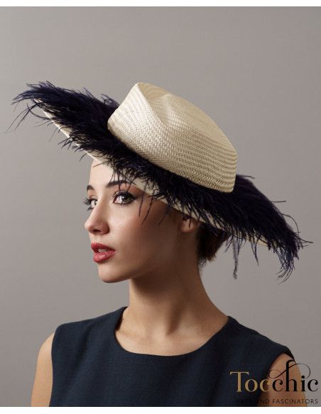 Elegant Woman Kentucky derby hat dark blue - Wedding hats for women - 5