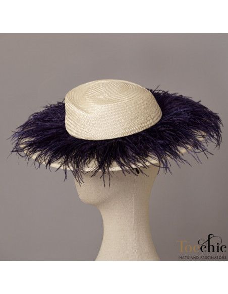 Elegant Woman Kentucky derby hat dark blue - Wedding hats for women - 8