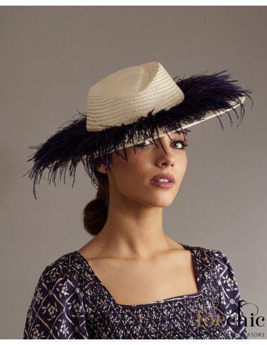 Elegant Woman Kentucky derby hat dark blue - Wedding hats for women - 6
