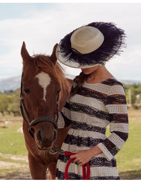 Elegant Woman Kentucky derby hat dark blue - Wedding hats for women - 1