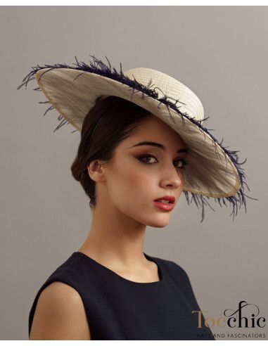 Elegant Woman Kentucky derby hat dark blue - Wedding hats for women - 7