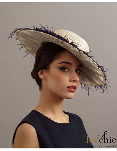 Elegant Woman Kentucky derby hat dark blue - Wedding hats for women - 7