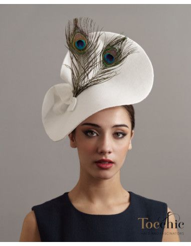 Felt Wedding guest hat Dark blue with peacock feathers - Shop - 8